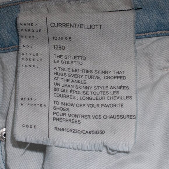 Current Elliott The Stiletto Jeans Womens 29 Light Blue Distressed Skinny UU01X - Picture 6 of 7